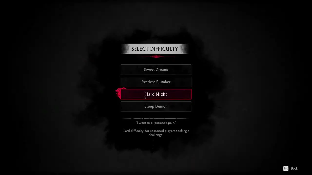 The Sinking City 2 Demoの難易度選択画面に4段階が並ぶ