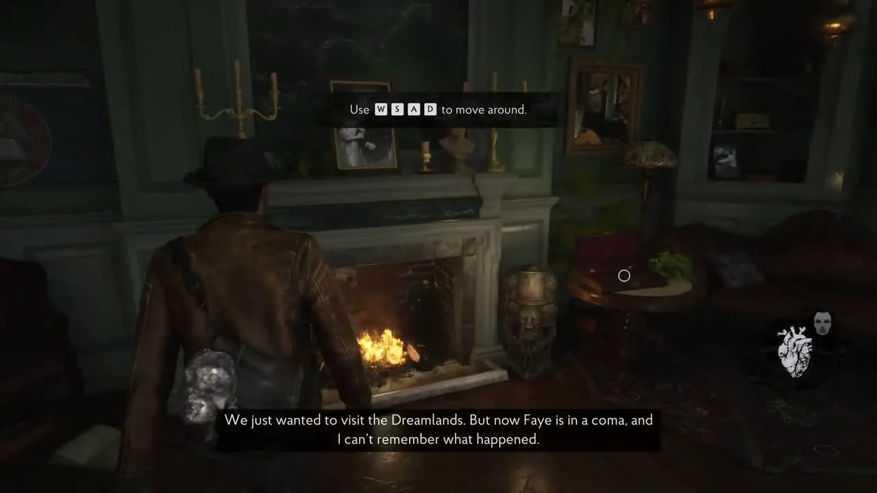 The Sinking City 2 Demoでプロローグ後に屋内の自由操作が始まる画面